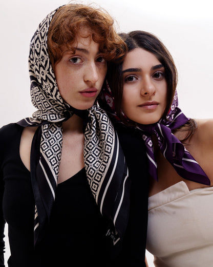 შარფები - ნატურალური აბრეშუმი - დილის ვარსკვლავი - შავი