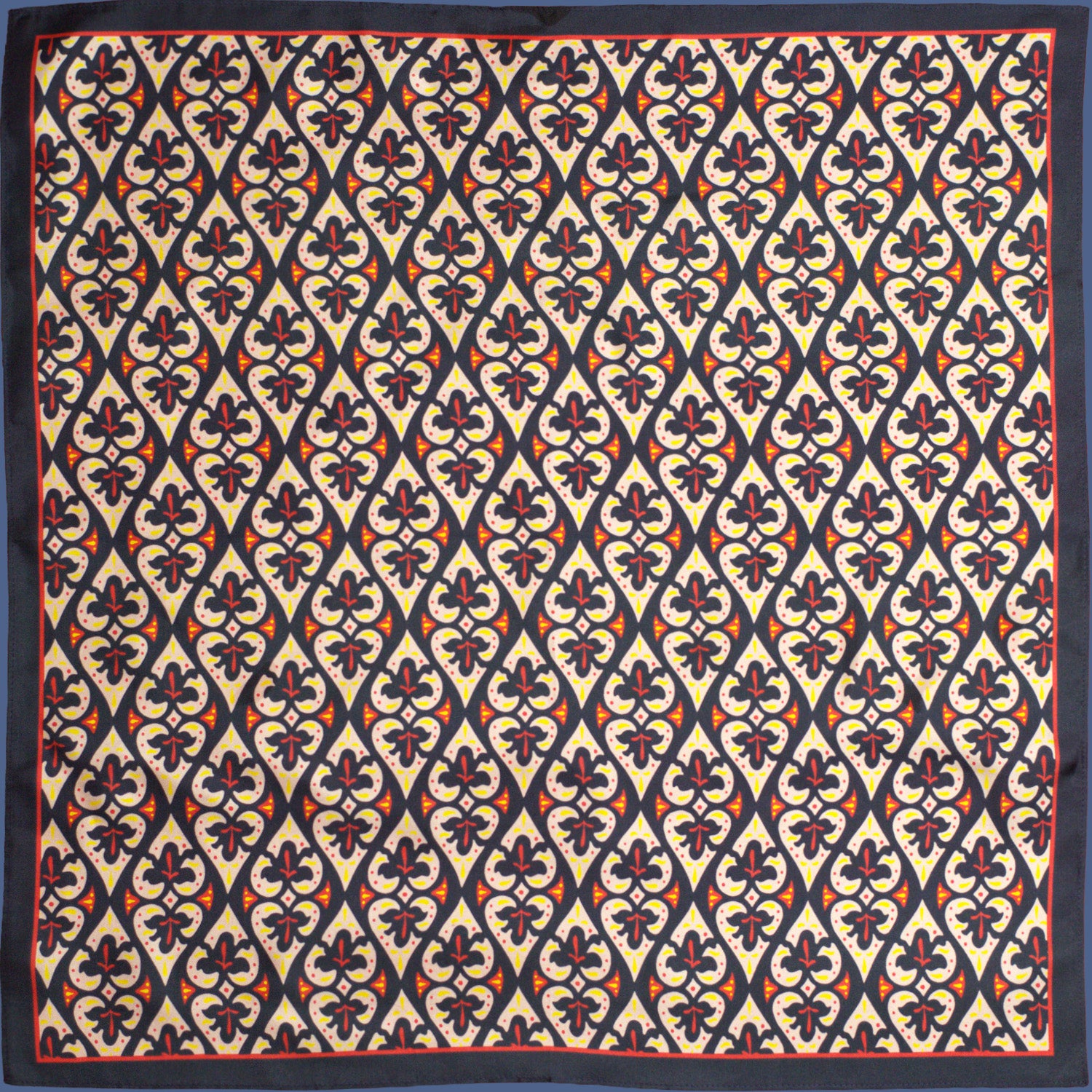 Black natural silk scarf with Affection Georgian ornament