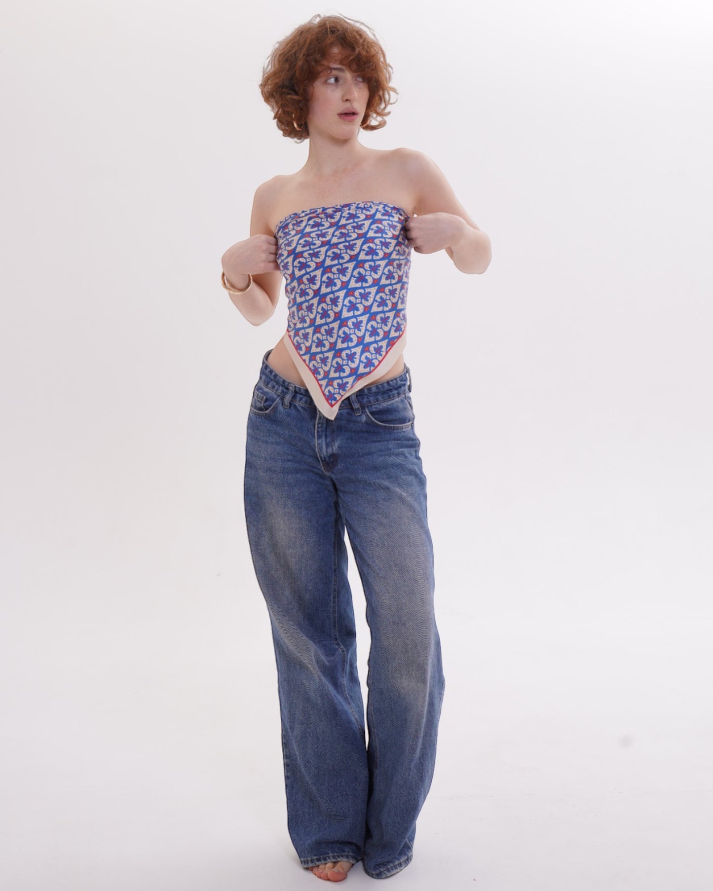 შარფები - ნატურალური აბრეშუმი - სიყვარული - ცისფერი