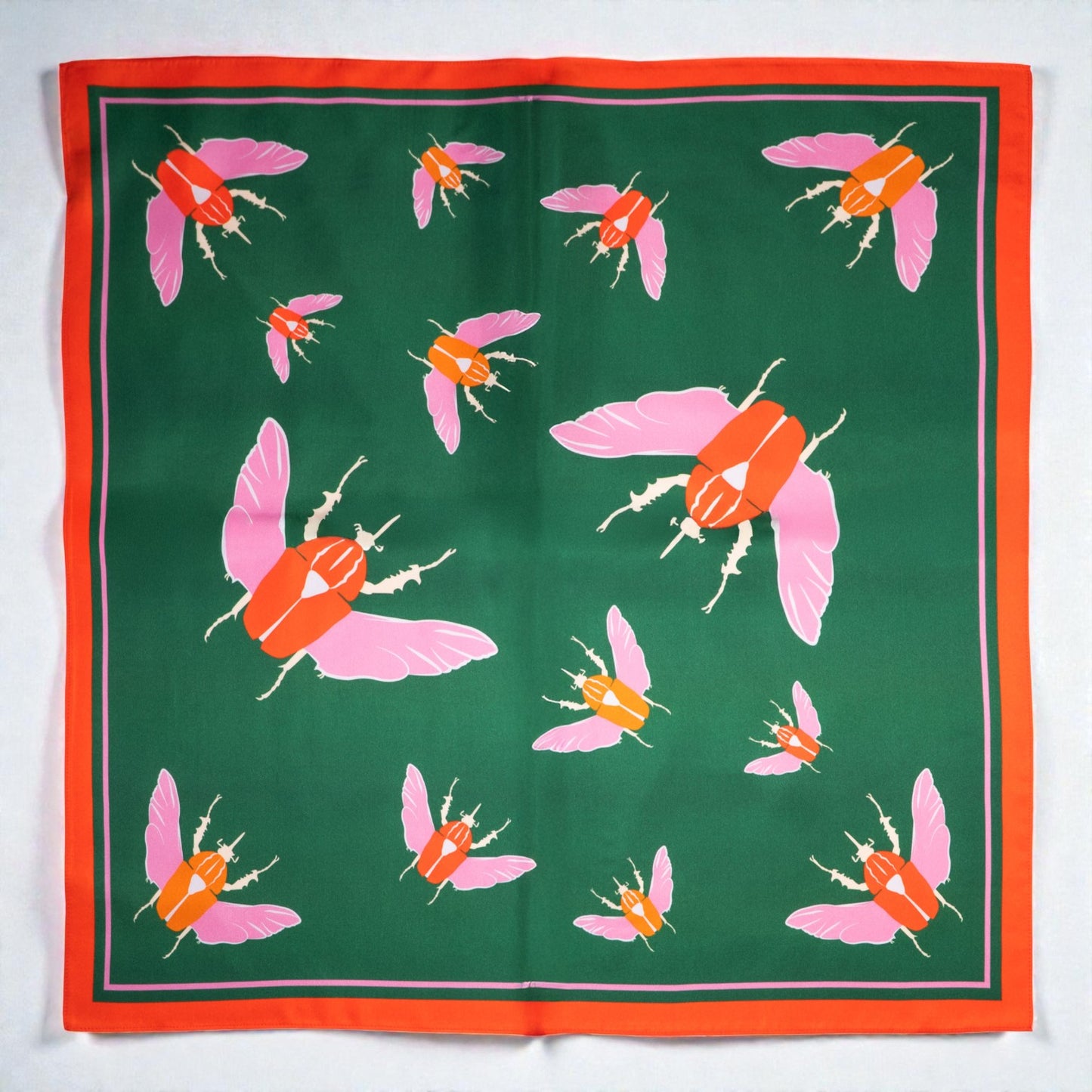 შარფები - ნატურალური აბრეშუმი - გიგანტური ხოჭოები - მწვანე