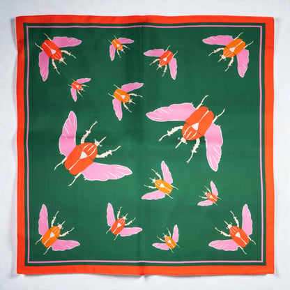 შარფები - ნატურალური აბრეშუმი - გიგანტური ხოჭოები - მწვანე