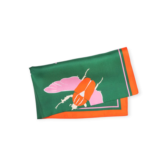 შარფები - ნატურალური აბრეშუმი - გიგანტური ხოჭოები - მწვანე