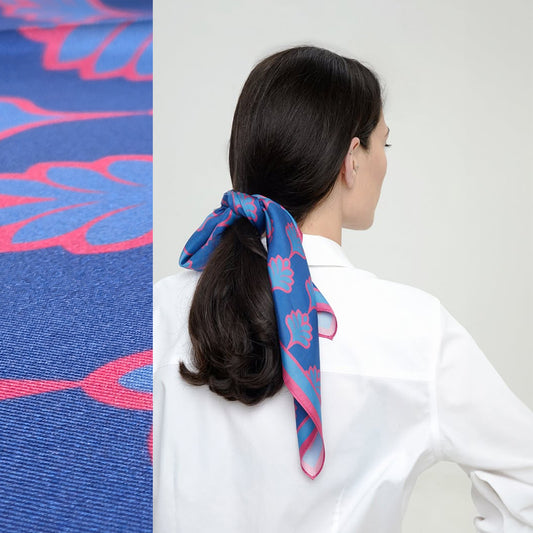 Scarf - Tulips - Natural Silk - Purple