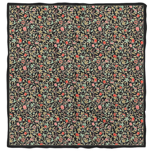 Scarf - Night Garden - Natural Silk - Black