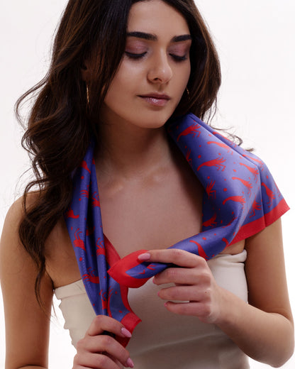 შარფები - ნატურალური აბრეშუმი - ცეცხლოვანი ხოხობი - ლურჯი