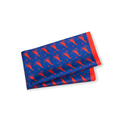 შარფი - ცეცხლოვანი როჭო - ნატურალური აბრეშუმი - ლურჯი
