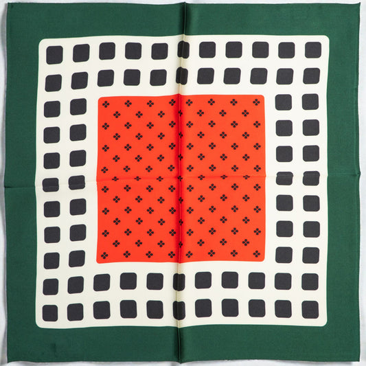 Scarf - Cubes - Natural Silk - Green