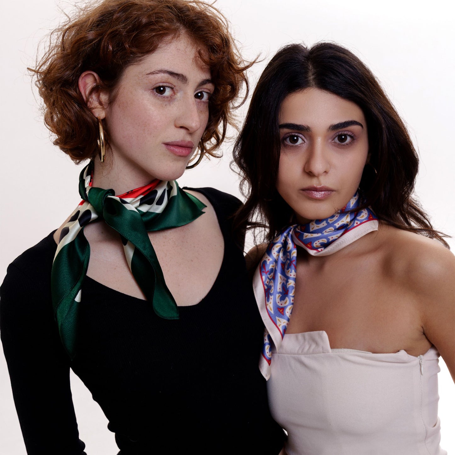 შარფი - კუბები - ნატურალური აბრეშუმი - მწვანე