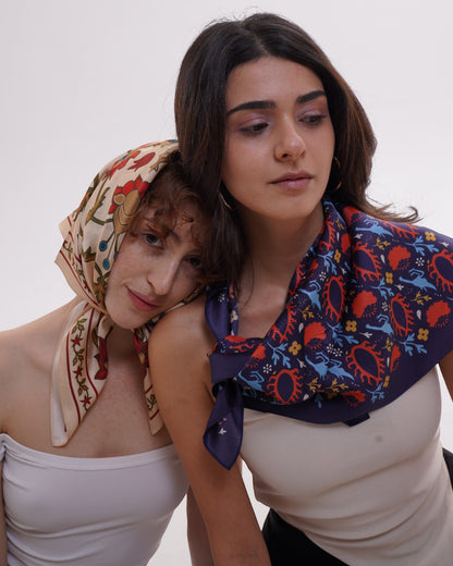 Scarves - Natural Silk - Eye of the Sun - Blue