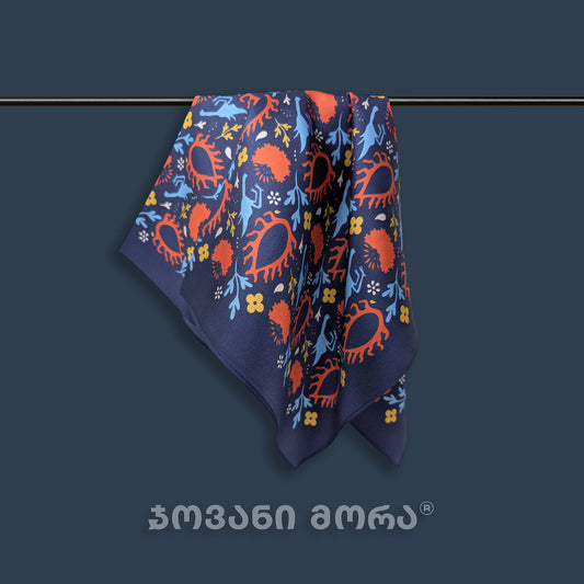 Scarf - Eye of the Sun - Natural Silk - Blue