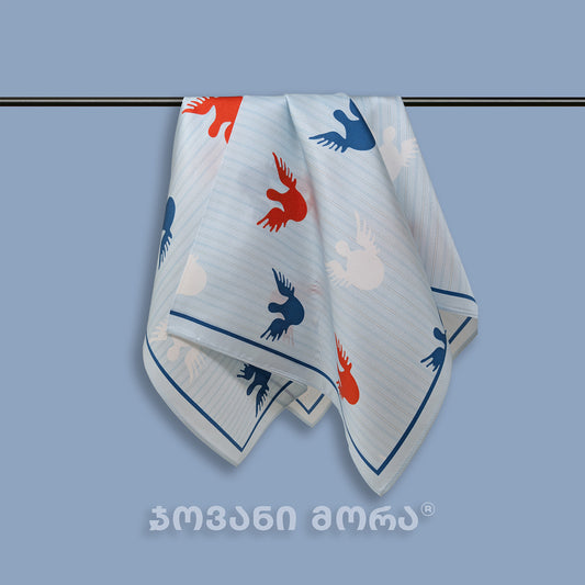 Scarf - Angels - Natural Silk - Sky Blue