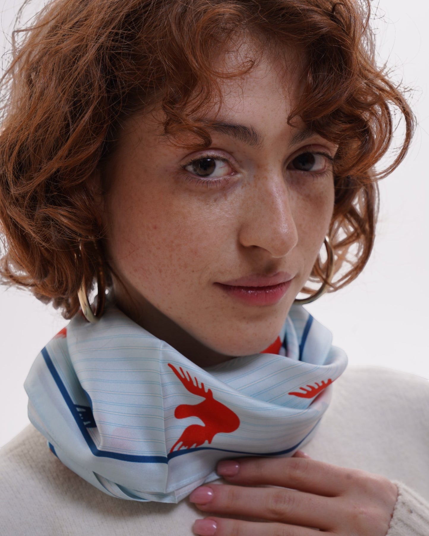 Scarves - Natural Silk - Angels - Sky Blue