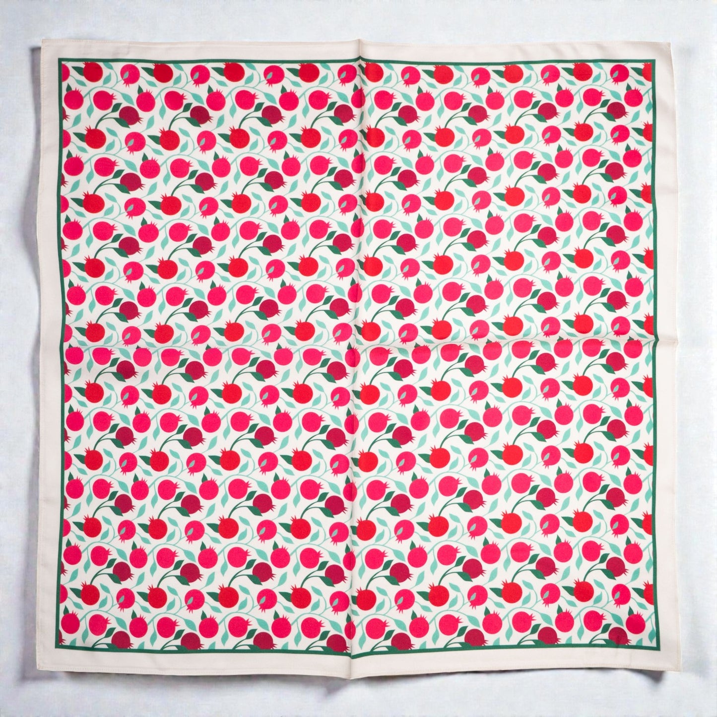 Scarves - Natural Silk - Pomegranates - White