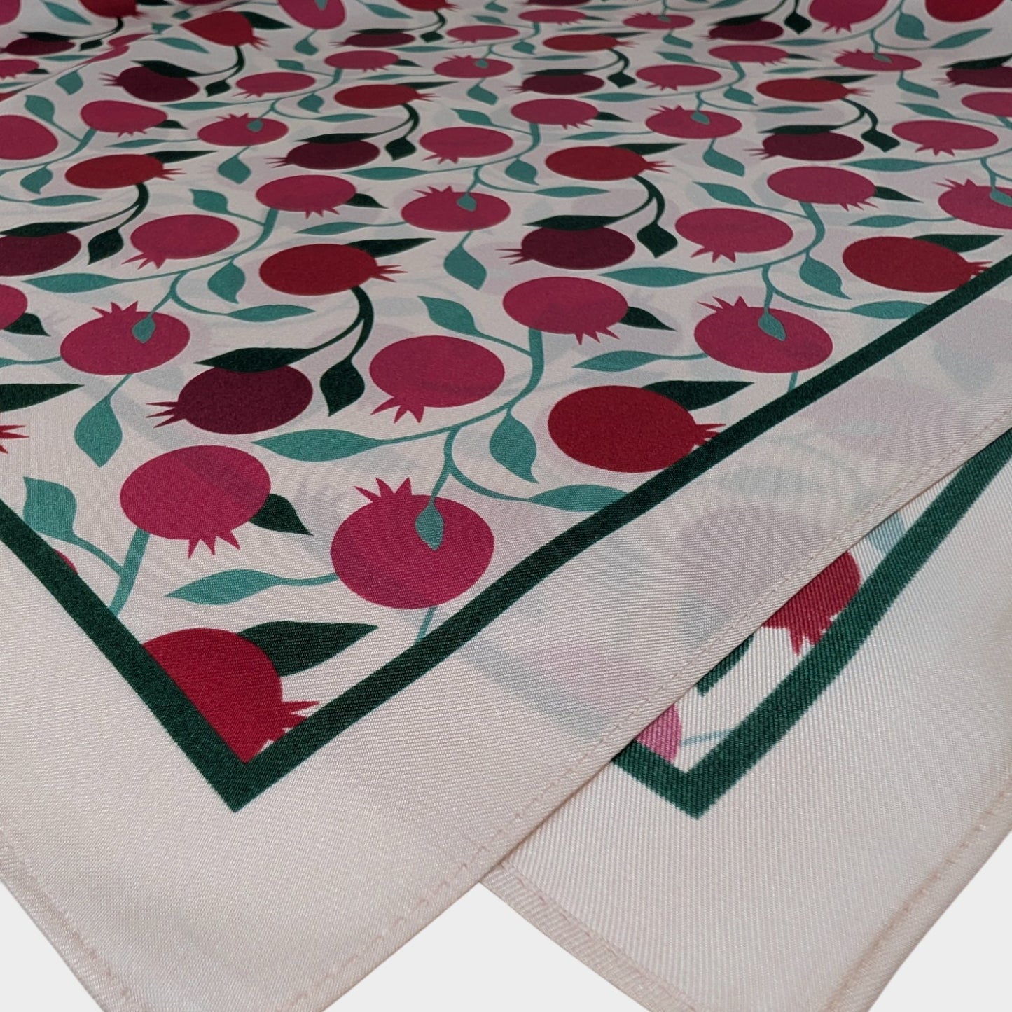 Scarves - Natural Silk - Pomegranates - White