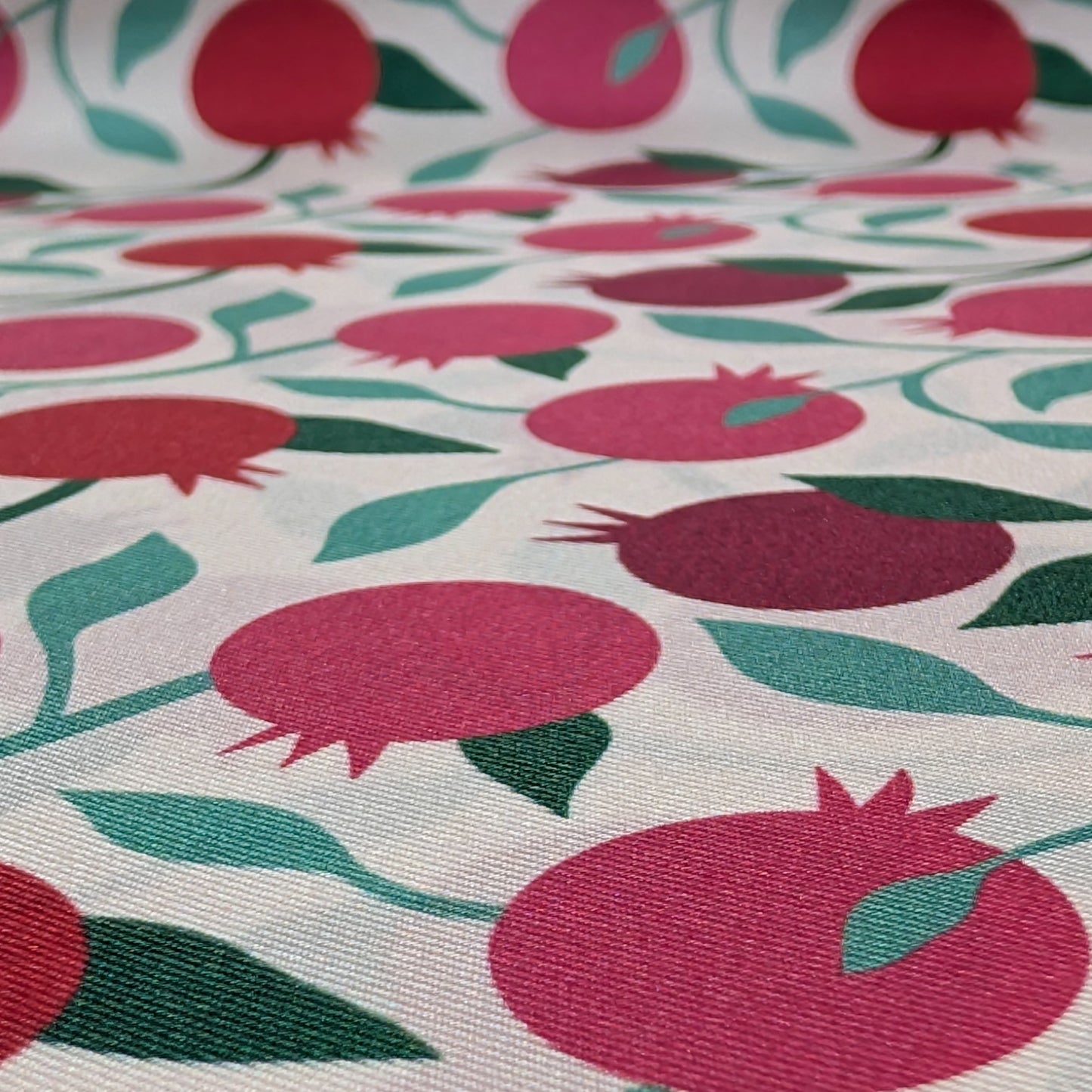 Scarves - Natural Silk - Pomegranates - White