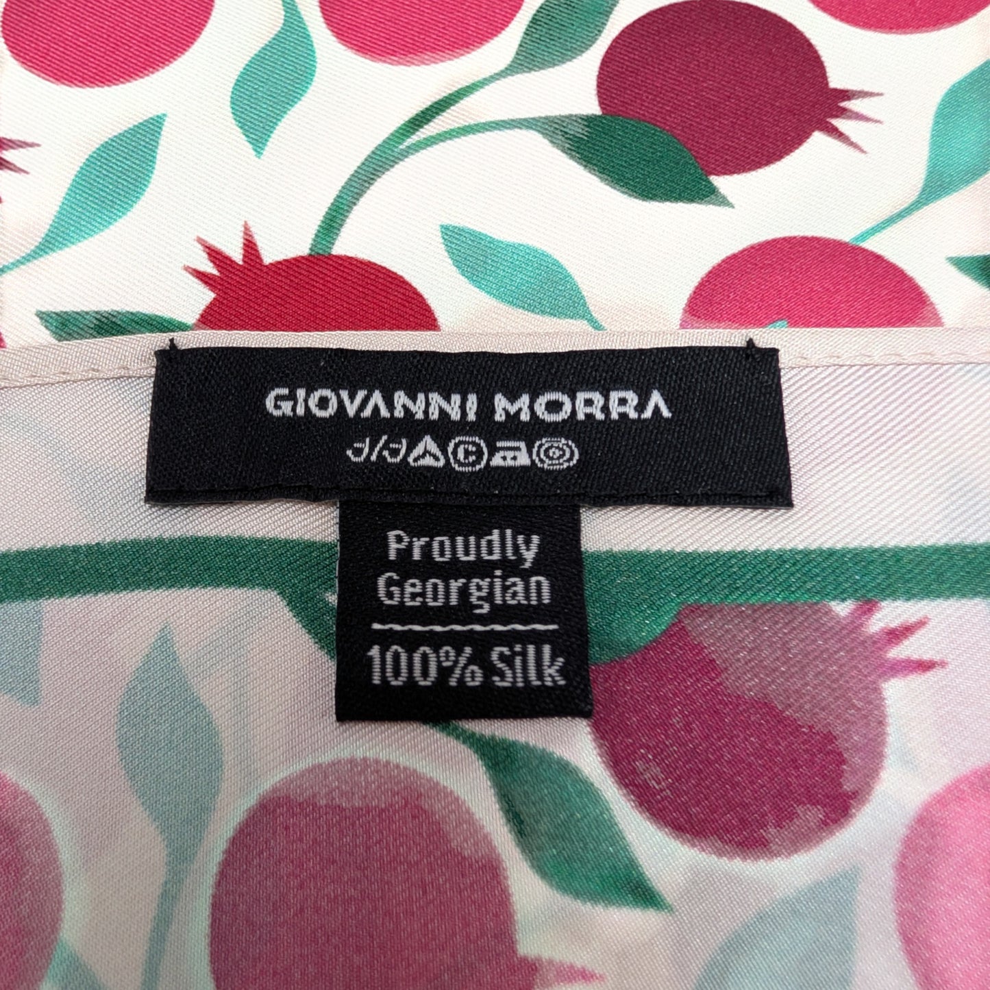 Scarves - Natural Silk - Pomegranates - White