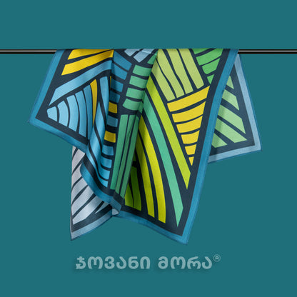 Scarves - Natural Silk - Long Roads - Blue