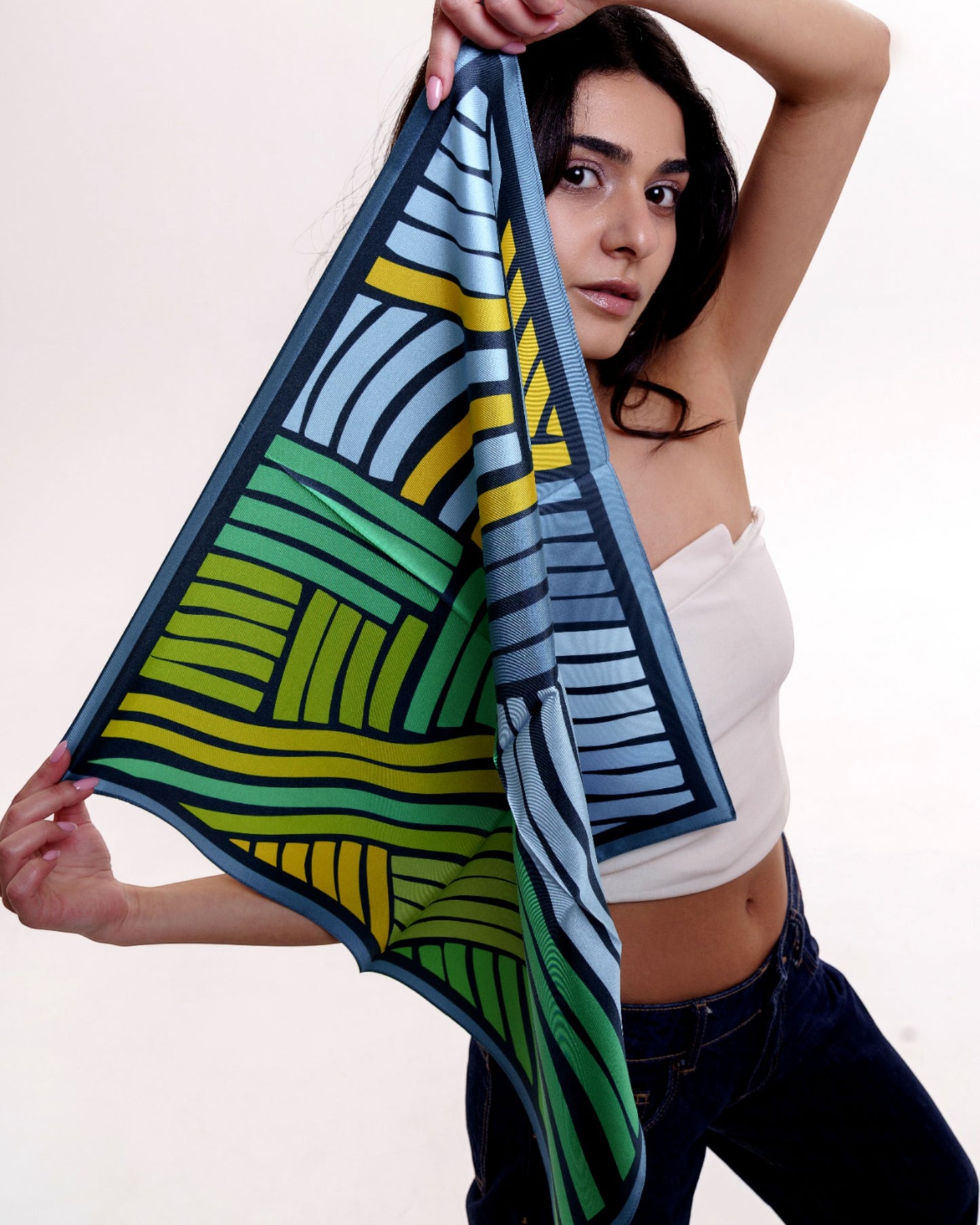 Scarves - Natural Silk - Long Roads - Blue