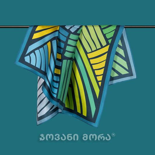 Scarf - Long Roads - Natural Silk - Blue