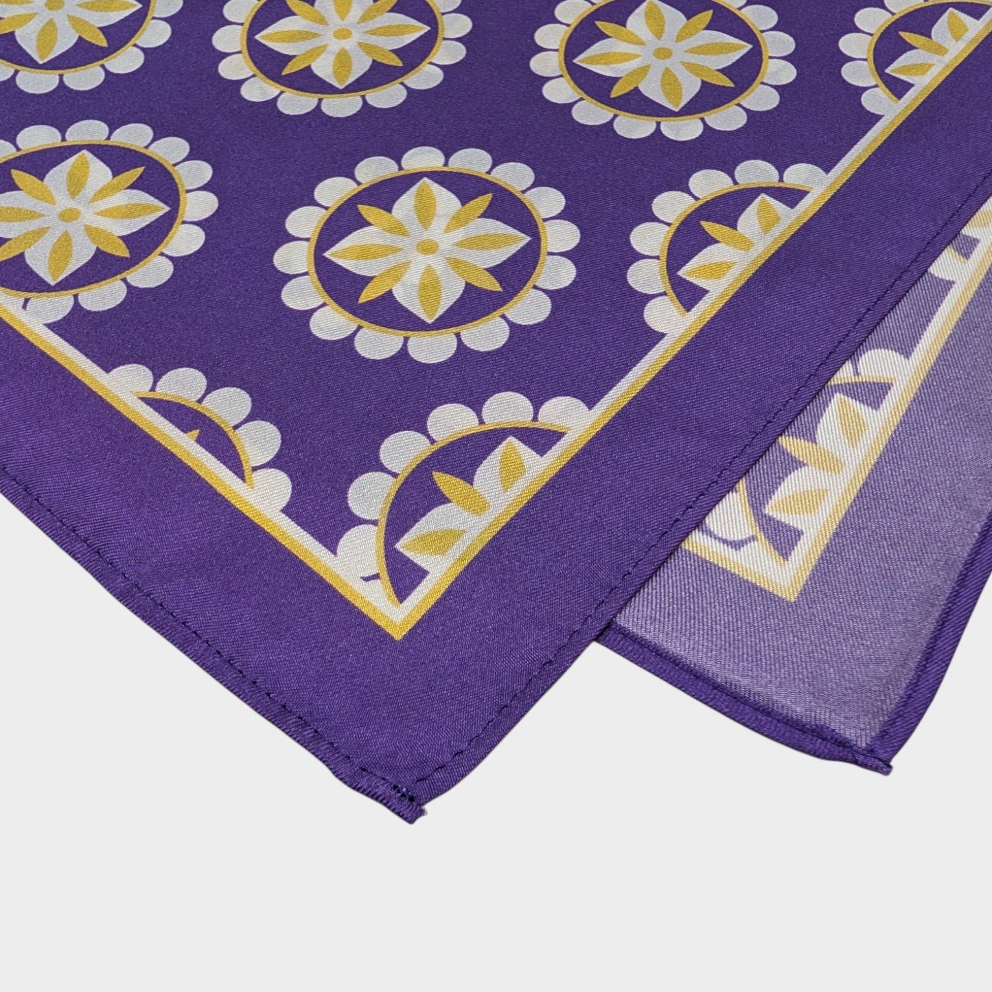 Scarves - Natural Silk - Royal Flower - Purple