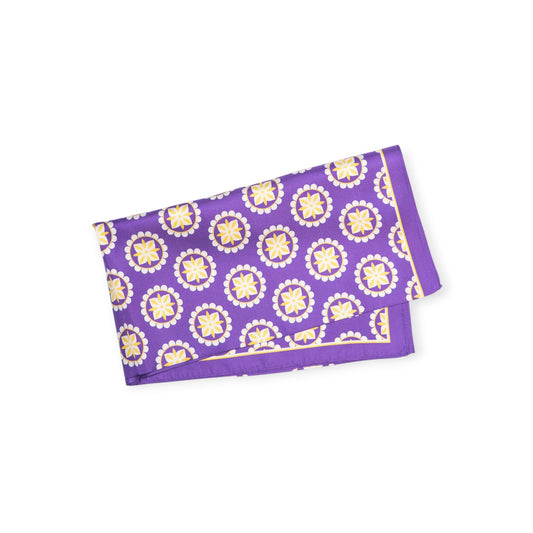 Scarves - Natural Silk - Royal Flower - Purple