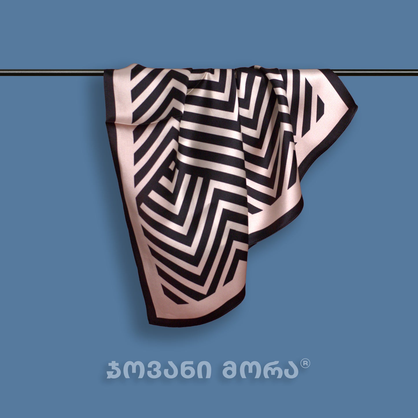 Scarf – ZigZag – Natural Silk – Black & White