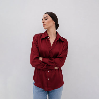 Burgundy Silk Shirt