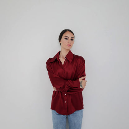Burgundy Silk Shirt