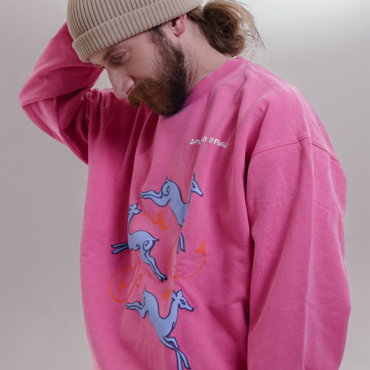 Sweater - Deer’s Leap - Cotton Acid-Washed - Pink