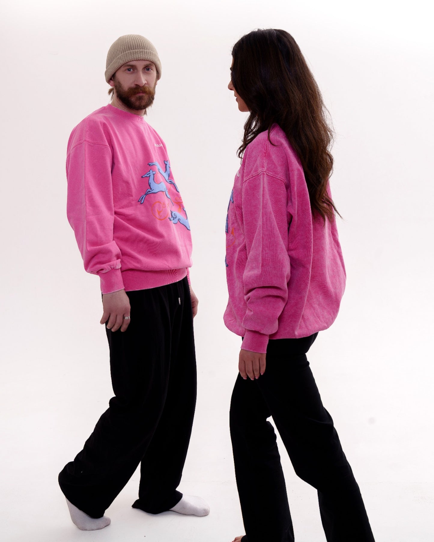 სვიტერი - 100% მჟავაში გარეცხილი ბამბა - ირმის ნახტომი - ვარდისფერი