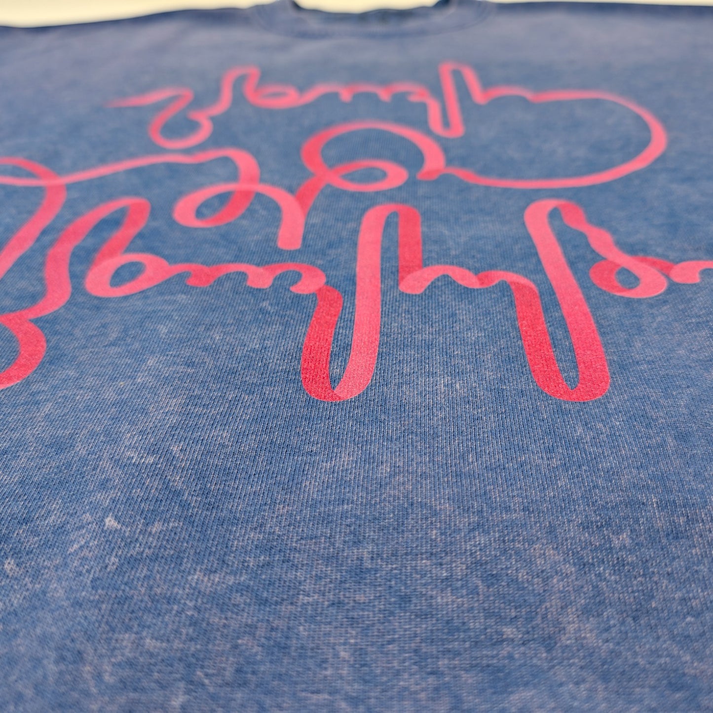 სვიტერი - 100% მჟავათი გარეცხილი ბამბა - იცხოვრე საკუთარი ცხოვრებით - ლურჯი - წითელი - m² x ჯოვანი მორა