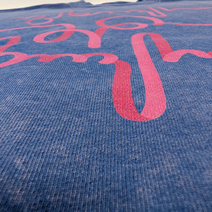 სვიტერი - 100% მჟავათი გარეცხილი ბამბა - იცხოვრე საკუთარი ცხოვრებით - ლურჯი - წითელი - m² x ჯოვანი მორა