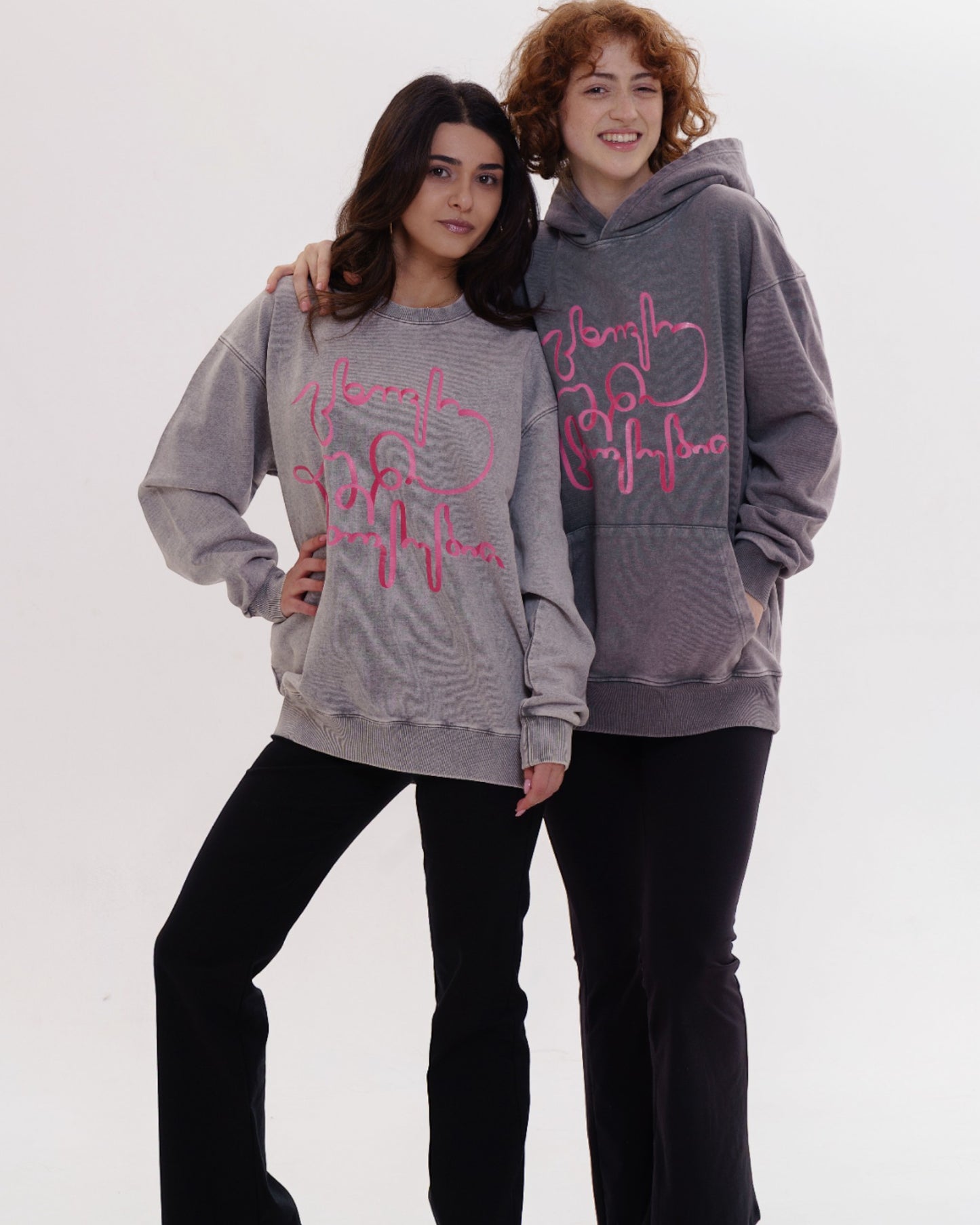 ჰუდი - 100% მჟავათი გარეცხილი ბამბა - იცხოვრე შენი ცხოვრებით - ნაცრისფერი - m² x Giovanni Morra