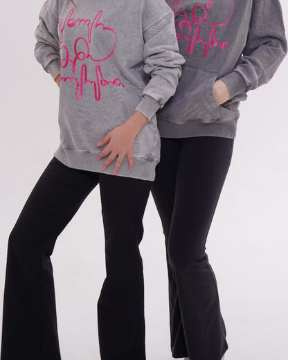 ჰუდი - 100% მჟავათი გარეცხილი ბამბა - იცხოვრე შენი ცხოვრებით - ნაცრისფერი - m² x Giovanni Morra