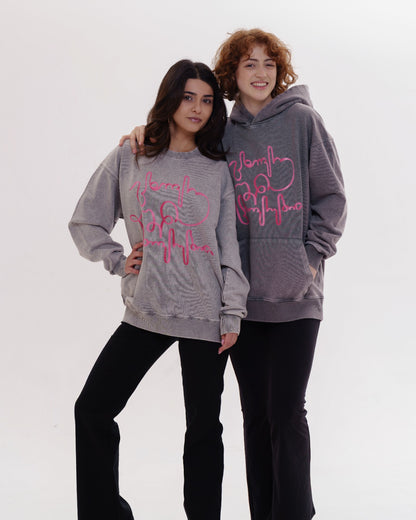 ჰუდი - 100% მჟავათი გარეცხილი ბამბა - იცხოვრე შენი ცხოვრებით - ნაცრისფერი - m² x Giovanni Morra