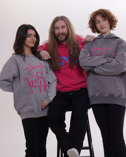 სვიტერი - 100% მჟავაში გარეცხილი ბამბა - იცხოვრე შენი ცხოვრებით - ნაცრისფერი - წითელი - m² x Giovanni Morra