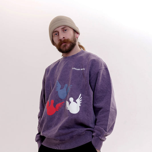Sweater - Angels - Textured Cotton - Purple