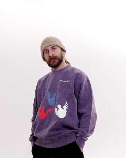 სვიტერი - 100% მჟავაში გარეცხილი ბამბა - ანგელოზები - იასამნისფერი