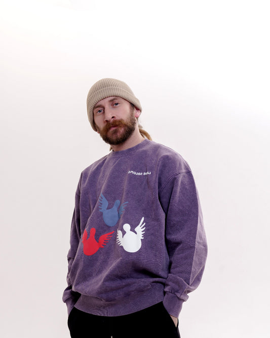 სვიტერი - 100% მჟავაში გარეცხილი ბამბა - ანგელოზები - იასამნისფერი