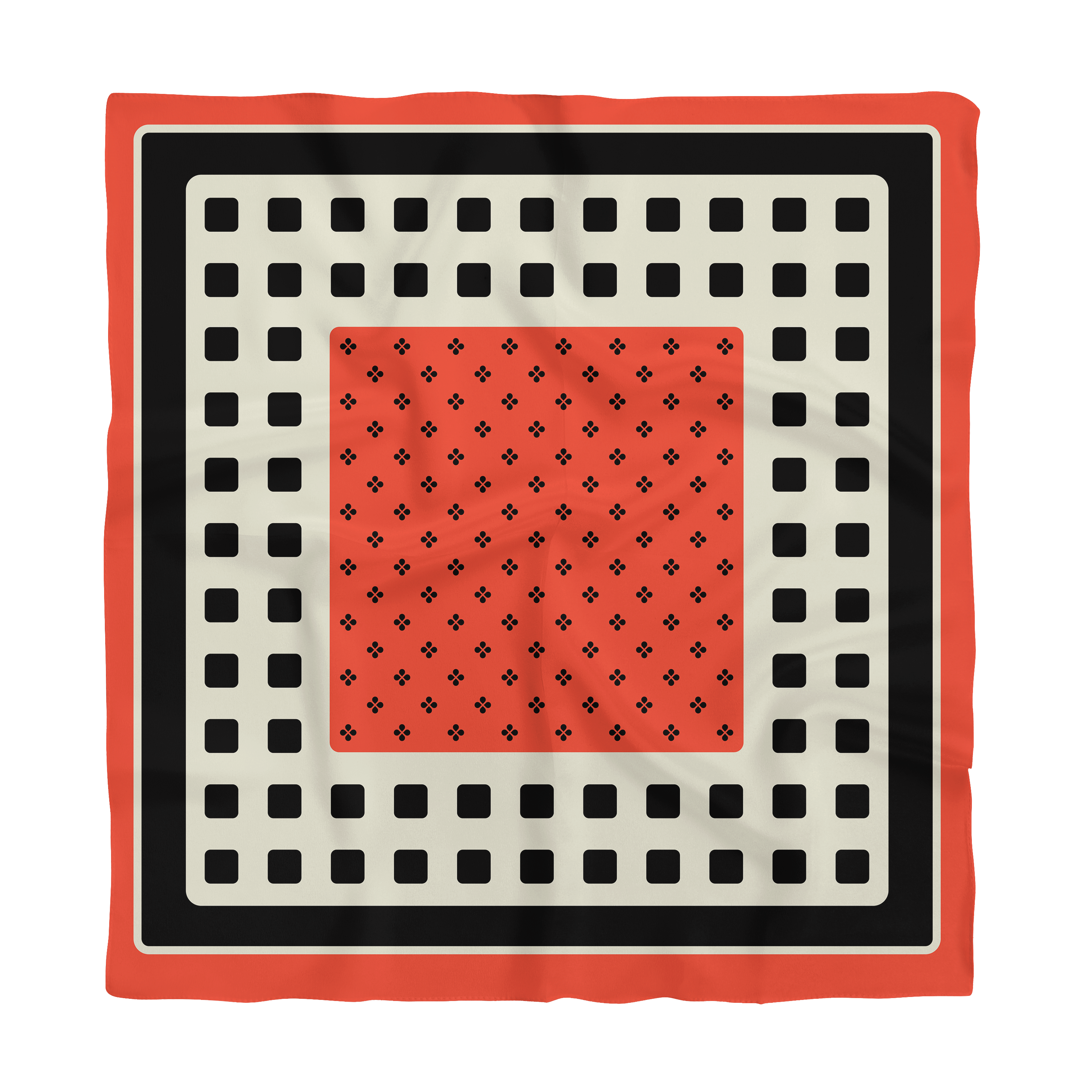 Cubes Silk Scarf (Red)
