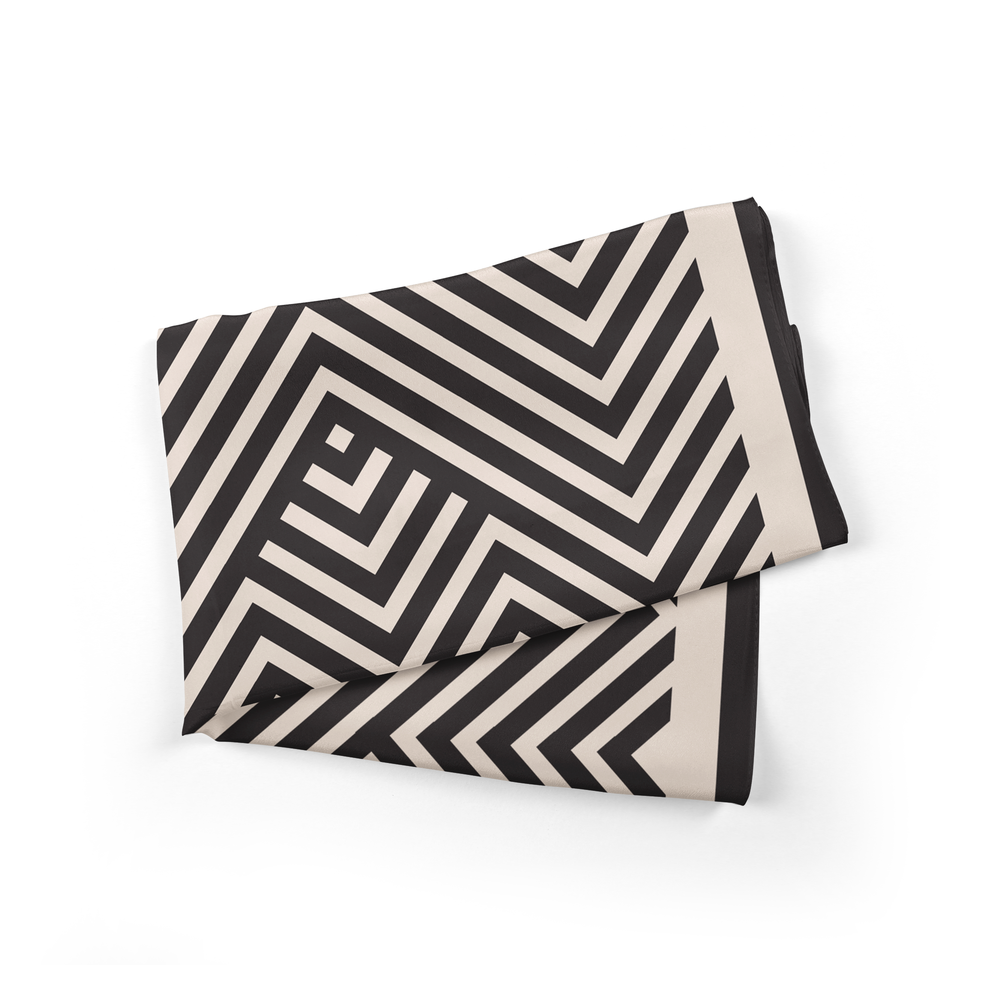 Abstract Zigzags Silk Scarf (Black)