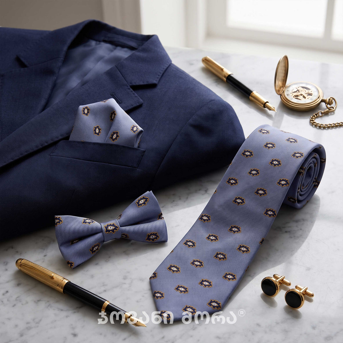 Pocket Square – Tholige eye – Natural Silk – Sky Blue