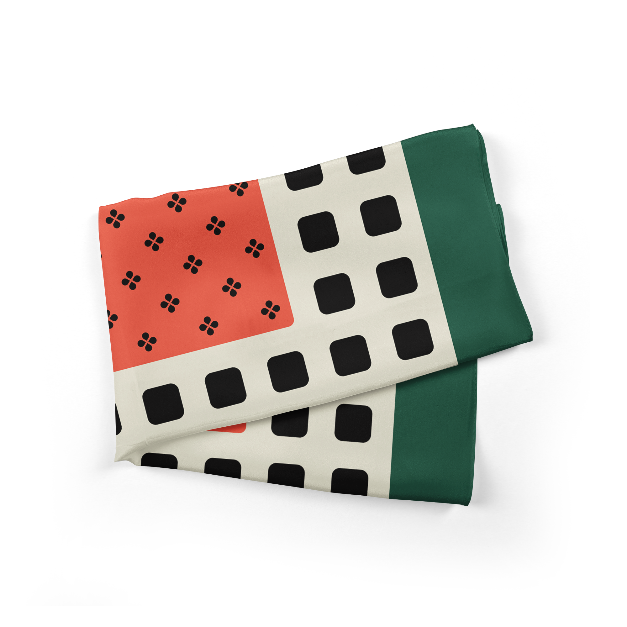 Cubes Silk Scarf (Green)