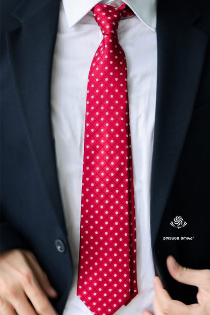 ჰალსტუხები - ნატურალური აბრეშუმი - ბორჯგალი - წითელი