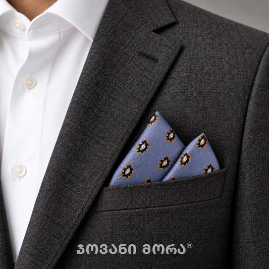 Pocket Square – Tholige eye – Natural Silk – Sky Blue